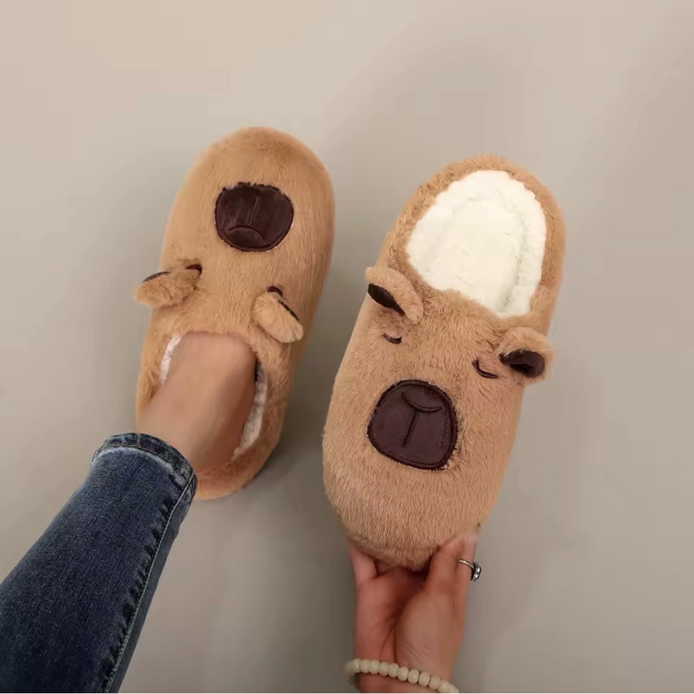 Cute Bear Plush Slippers | Cozy Fuzzy House Slides | Warm Winter Indoor Shoes